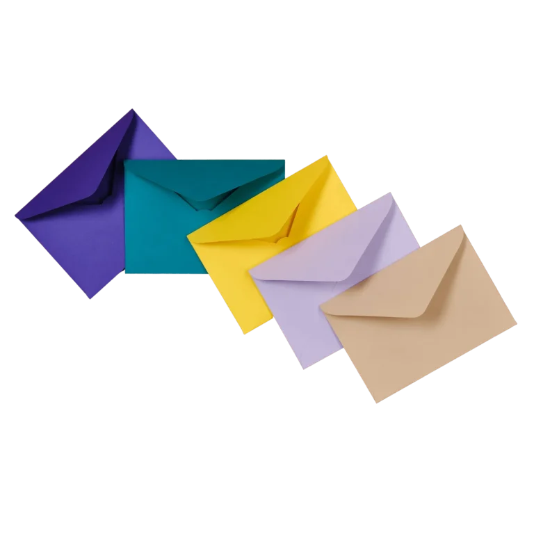 Five different color envelopes