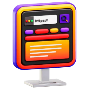 A cartoon image displaying a computer desktop with 'https://' on the screen