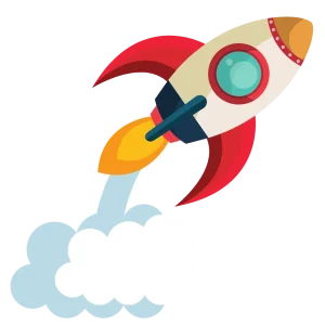 A cartoon rocket rocketing
