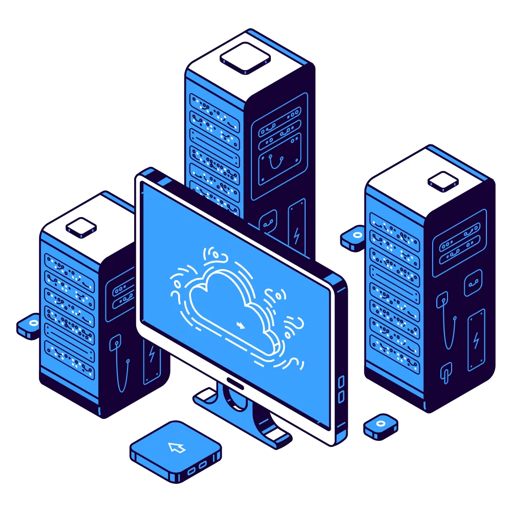 Icon displaying computer and server