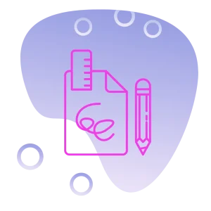 A cartoon image displaying a line drawing of a pen and paper on a red background