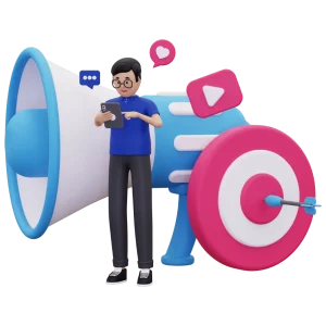 SEM icon of a man standing in front of a big volume amplifier