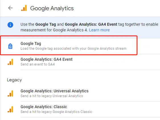 Configuring Google Tag in Google Tag Manager for Google Analytics