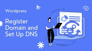 Blog cover for registering a domain and setting up DNS on Namesilo, Namecheap, and GoDaddy.