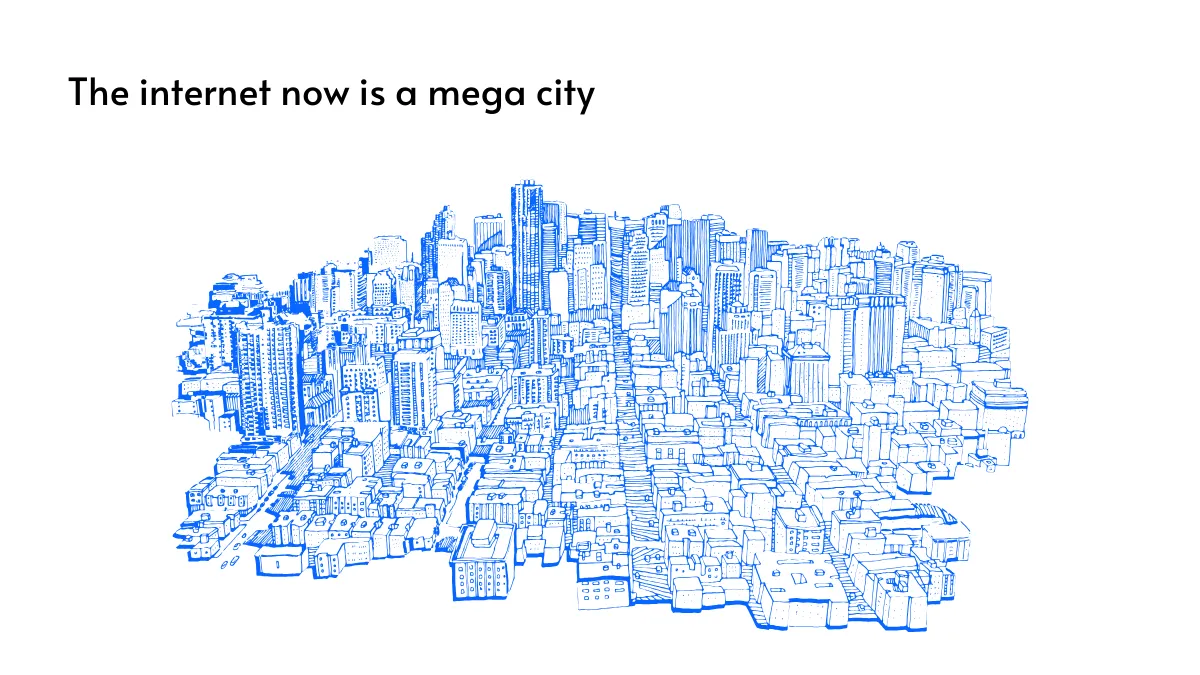 Diagram showing the internet as a mega city.