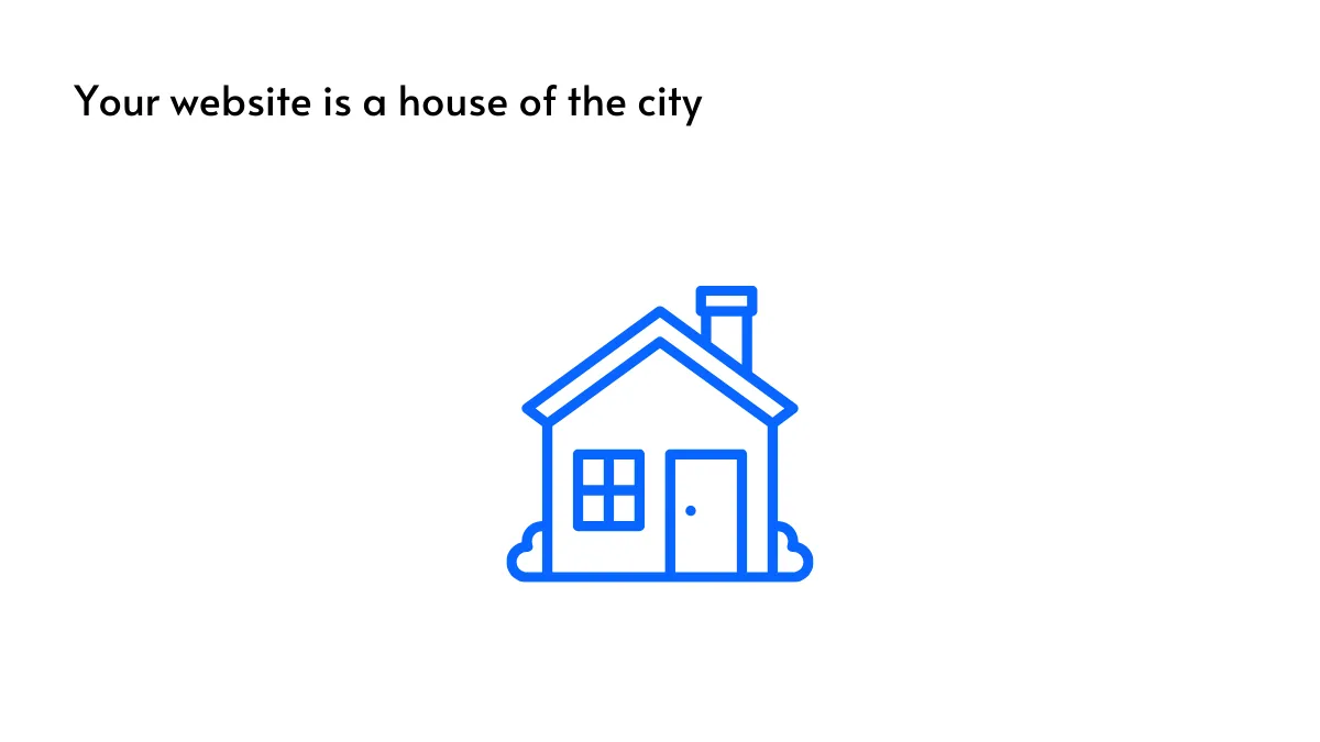 Diagram showing a website as a house in a city