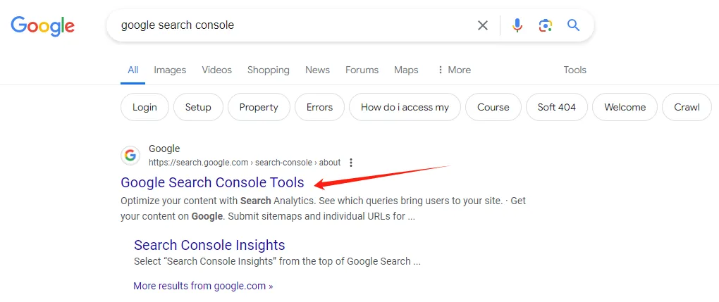 Google Search Console Setup Step 1 Google search for Google Search Console