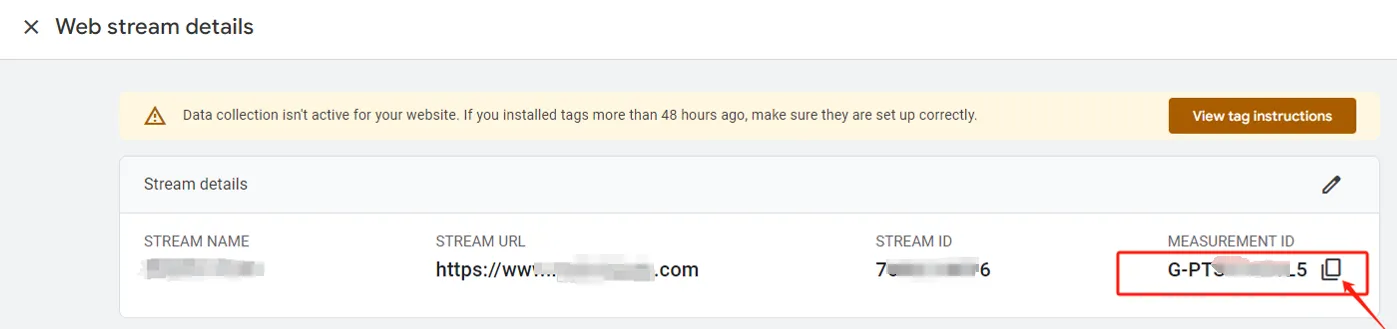 Viewing Web Stream details in Google Analytics 4