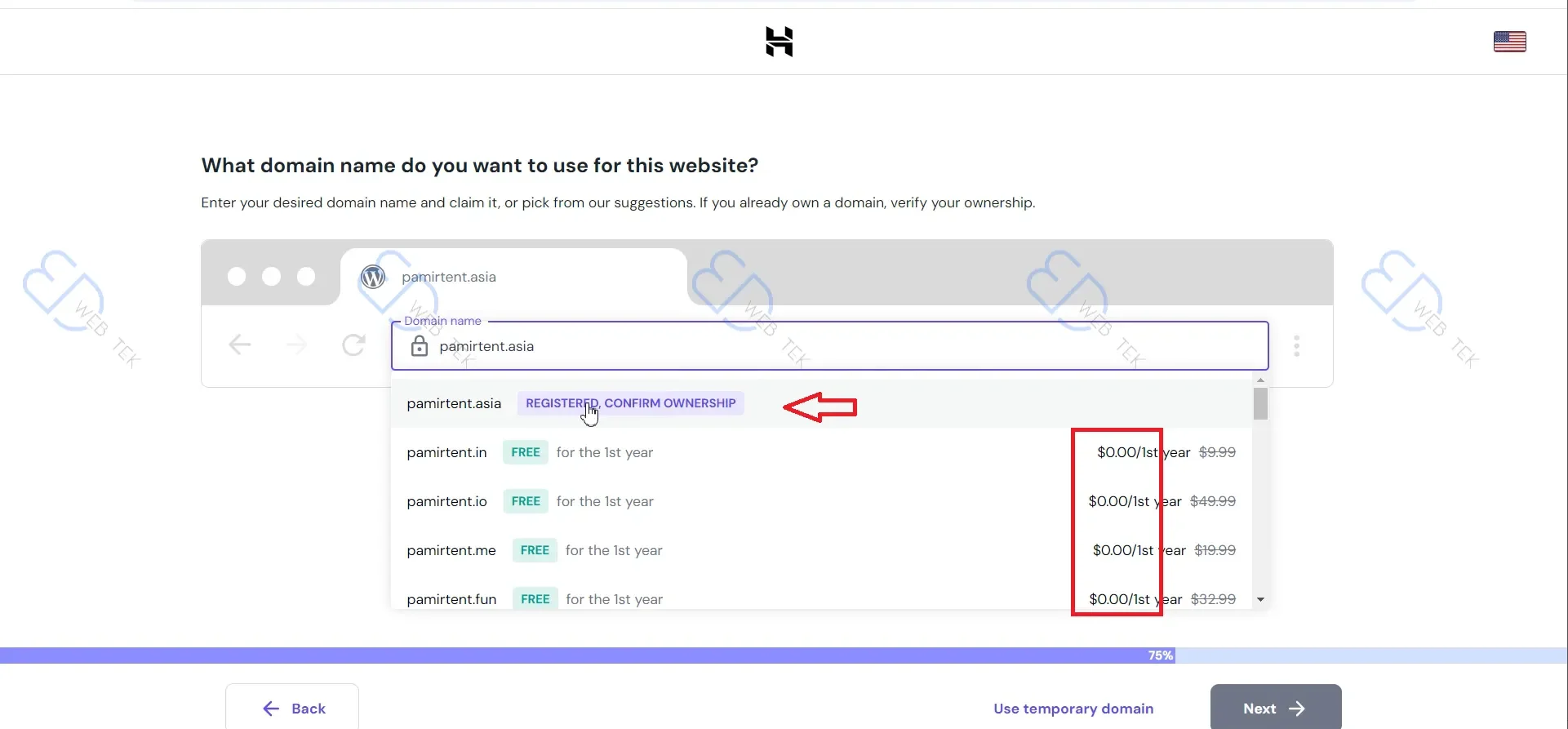 Verifying domain ownership on Hostinger