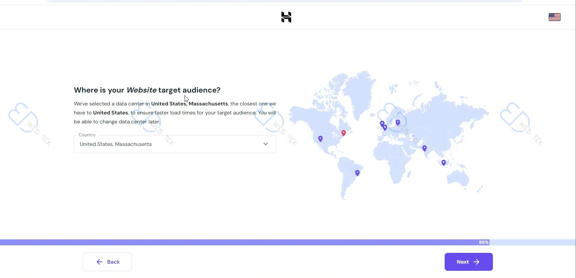 Choosing data location on Hostinger