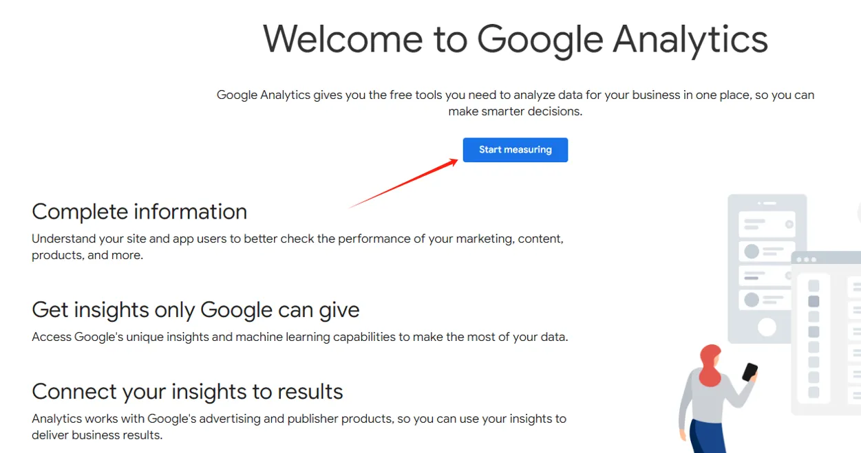 Set up GA4 step 2 - Welcome page of Google Analytics 4