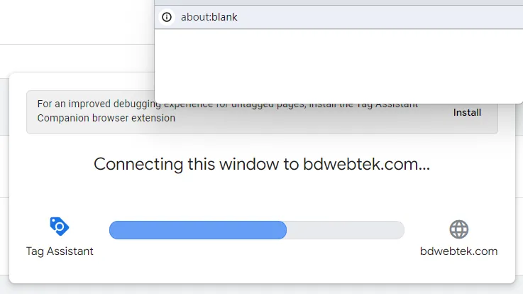 Connecting Google Tag Assistant to the website