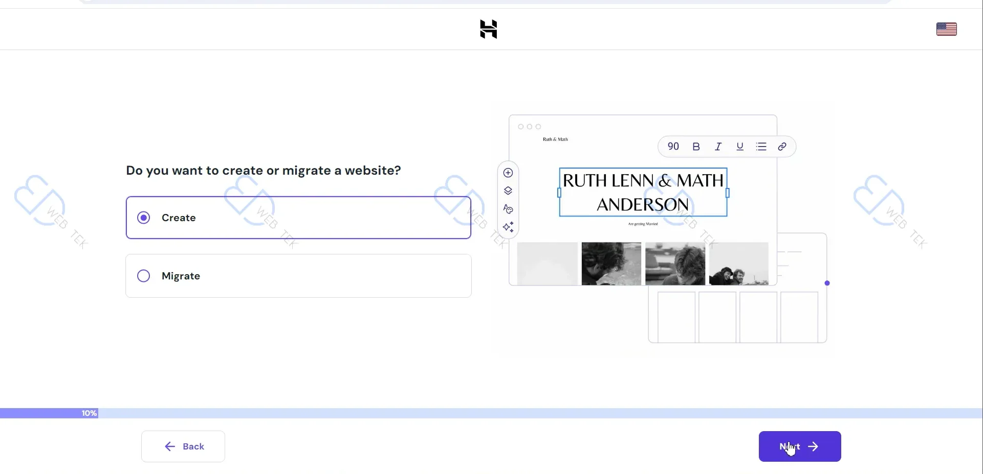Choosing to create a new website or use an existing one