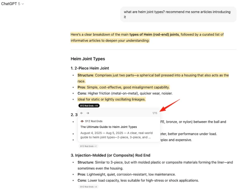 ChatGPT search source citation showing recommended articles