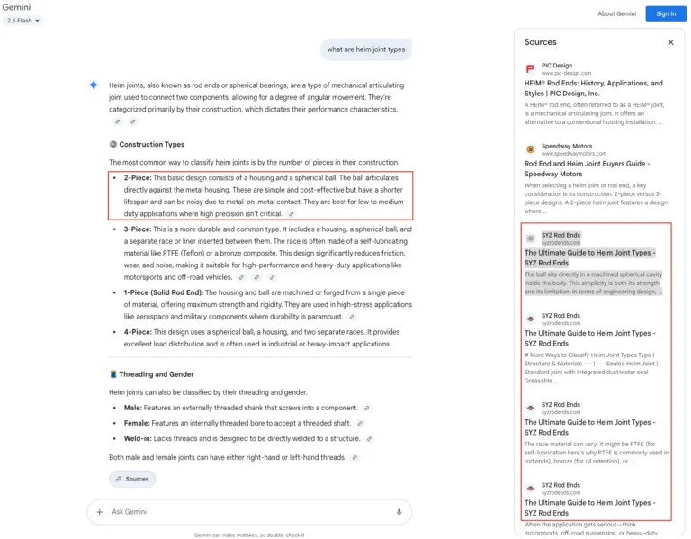 Gemini search data citation results