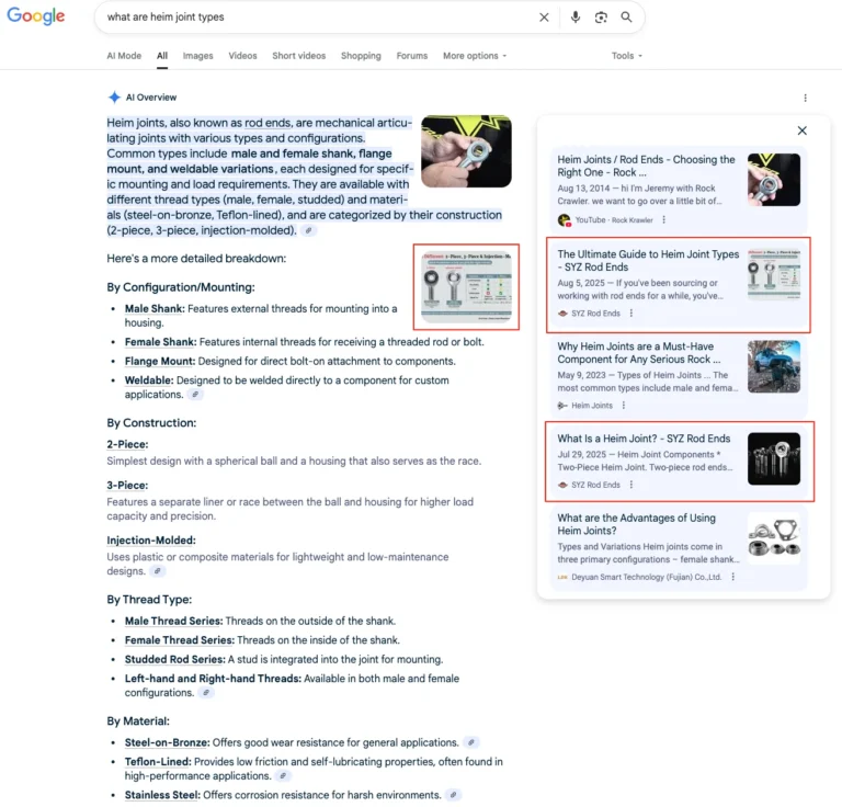 Google Search AI Overview showing search results
