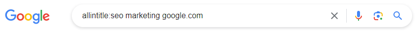 Google search operator allintitle marketing google.com