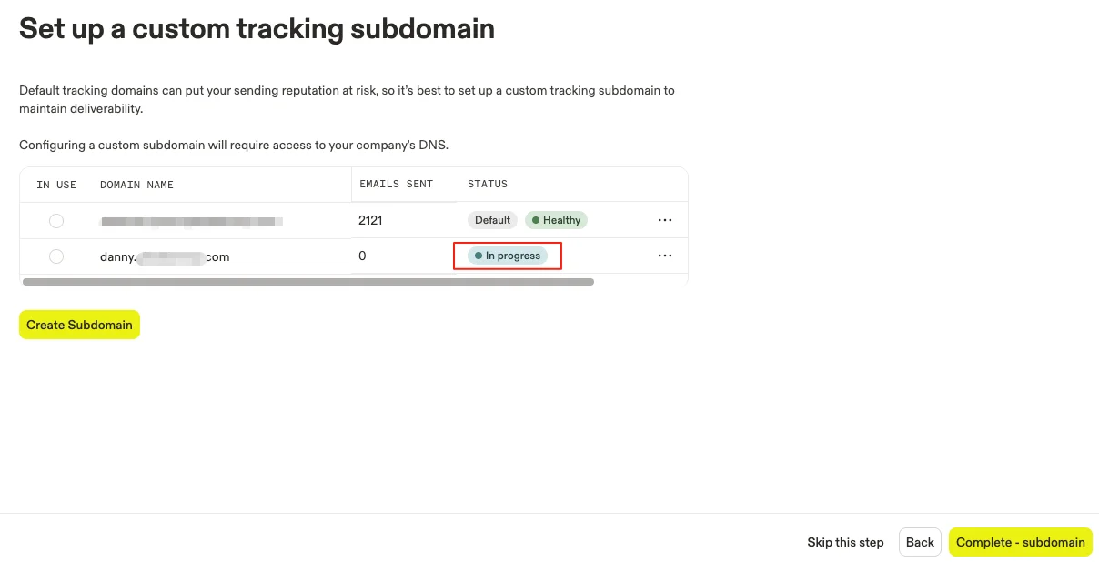 Tracking subdomain creation progress status in Apollo.