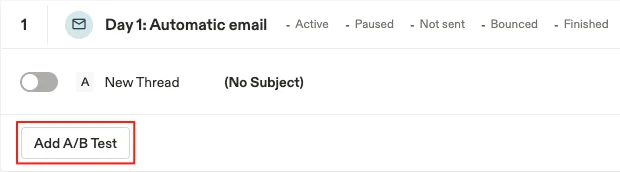 A/B test versions for an Apollo email step.