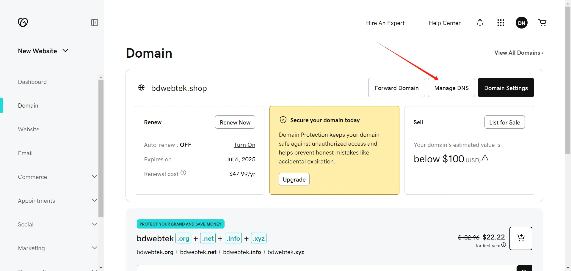 GoDaddy Manage DNS