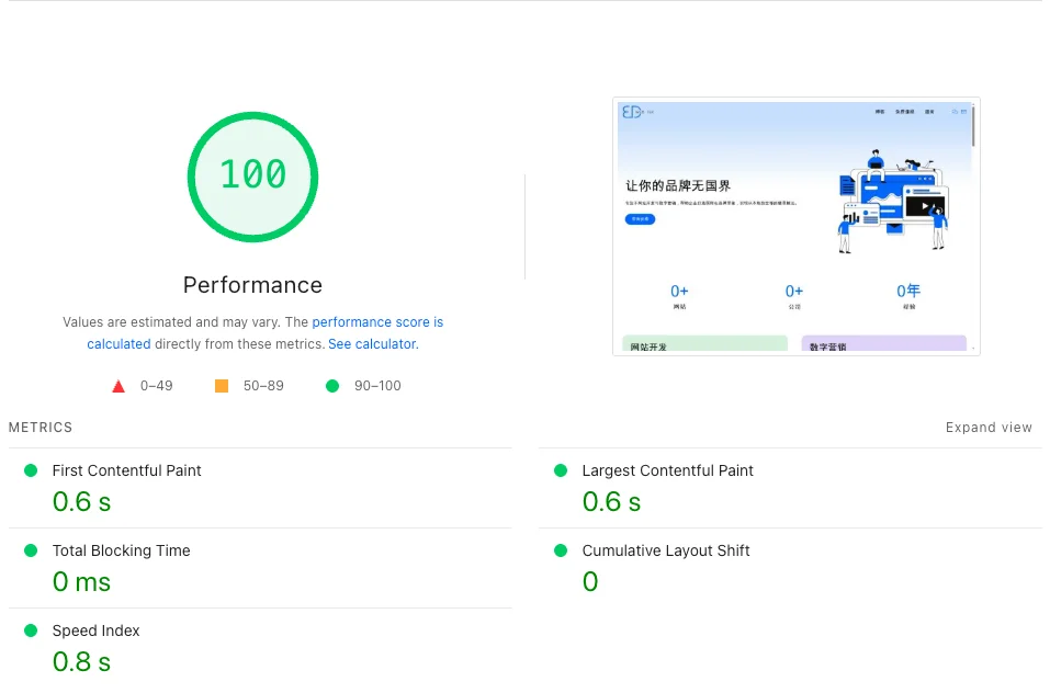 Google PageSpeed Insights report