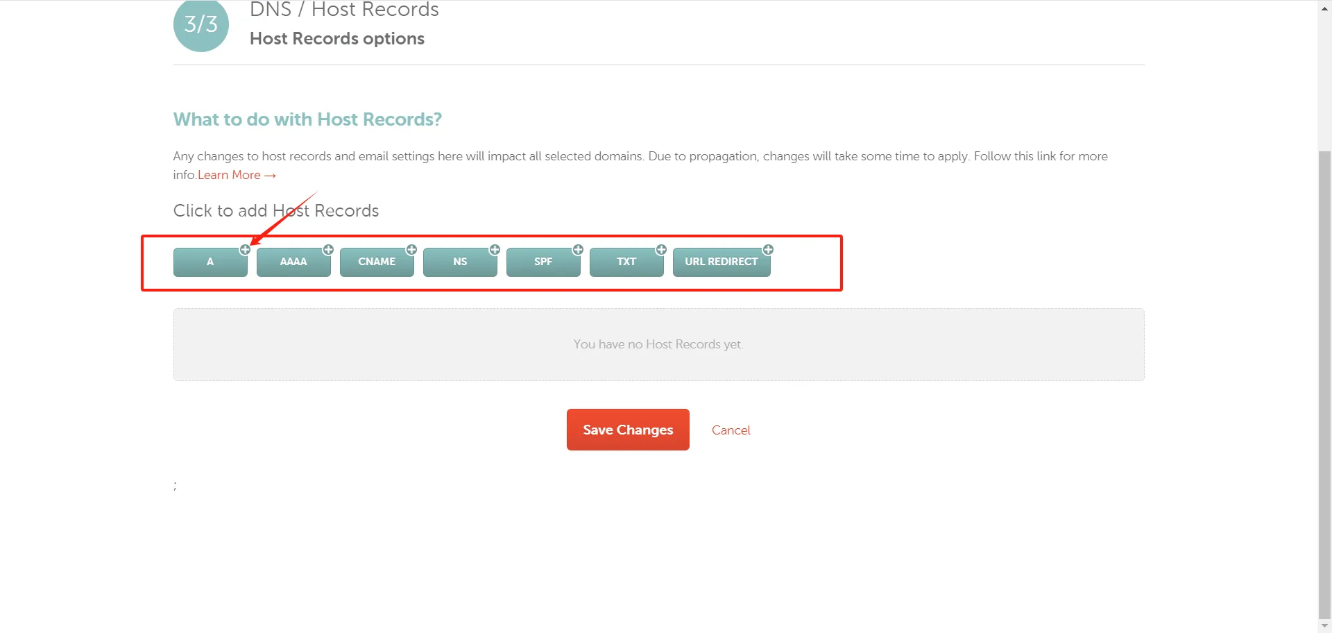 Namecheap add A records