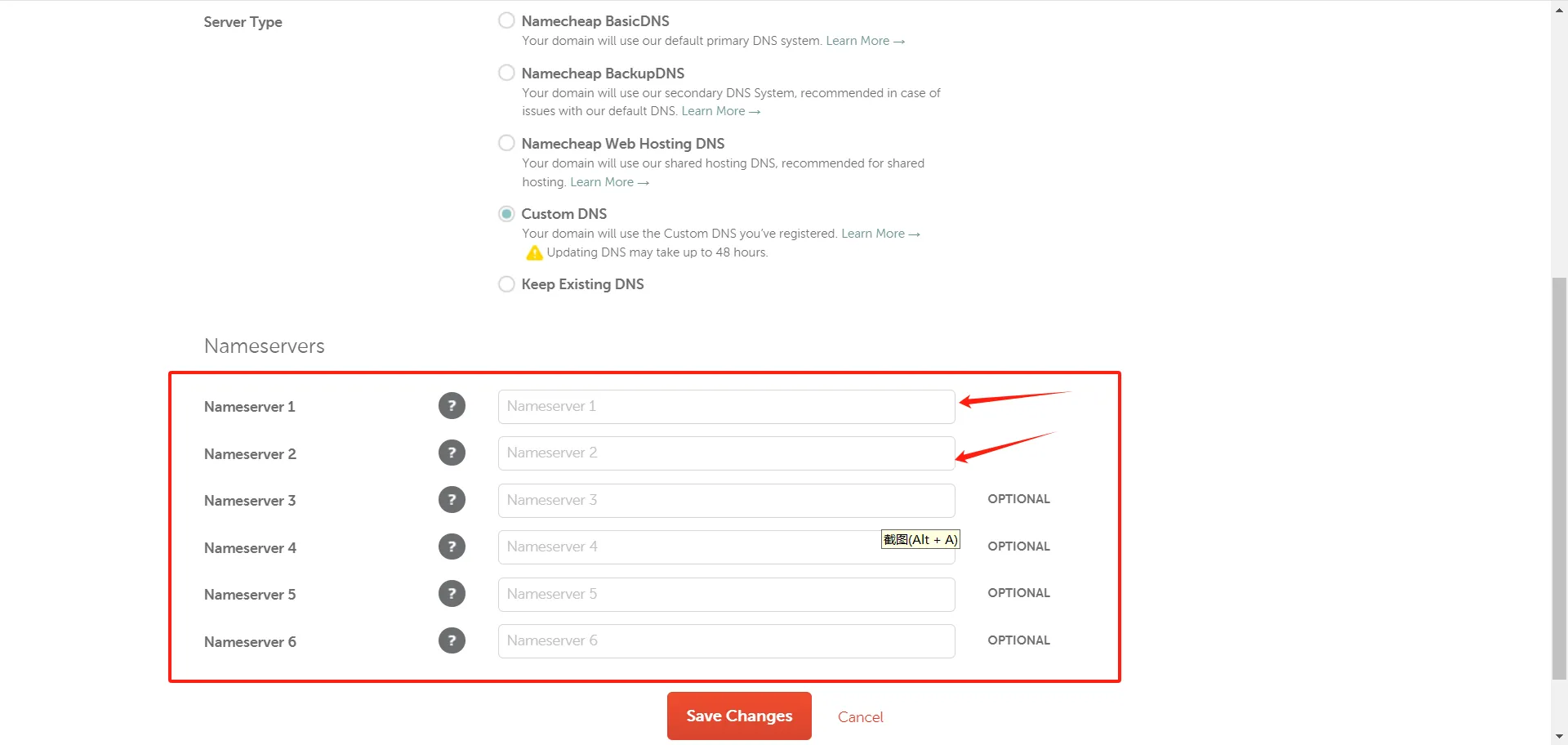 Namecheap change name servers