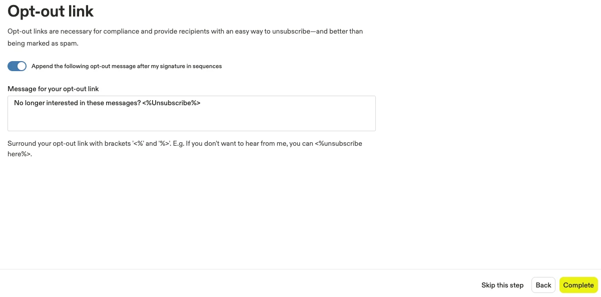 Setting the opt-out link in Apollo.