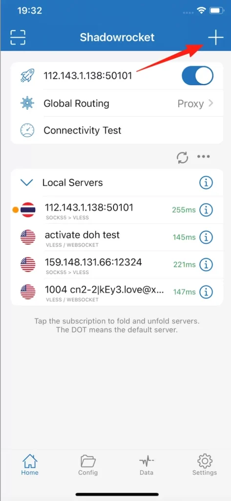 Adding a new server in Shadowrocket
