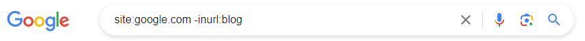 Google search operator site google.com -blog
