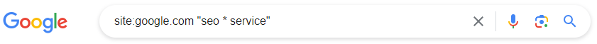 Google search operator site google.com "SEO * service"
