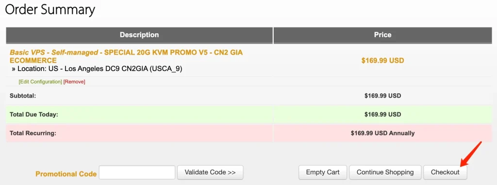 CN2 GIA checkout page