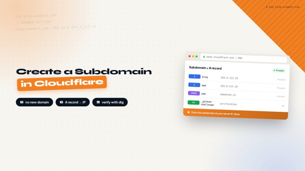 How to Create a Subdomain in Cloudflare tutorial cover